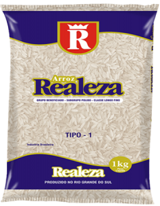 Pacote de arroz 1kg da marca Realeza